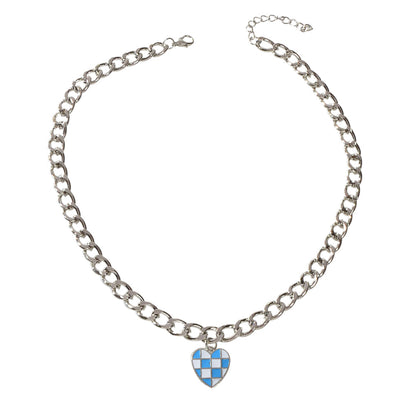 Designer Jewellery Silver Chain Blue Black Enamel Heart Awesome Pendant Necklace-3