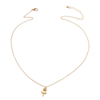 AU Stock Jewellery Gold Chain Rose Flower Charm Necklace Teens Women Lover Gift-4