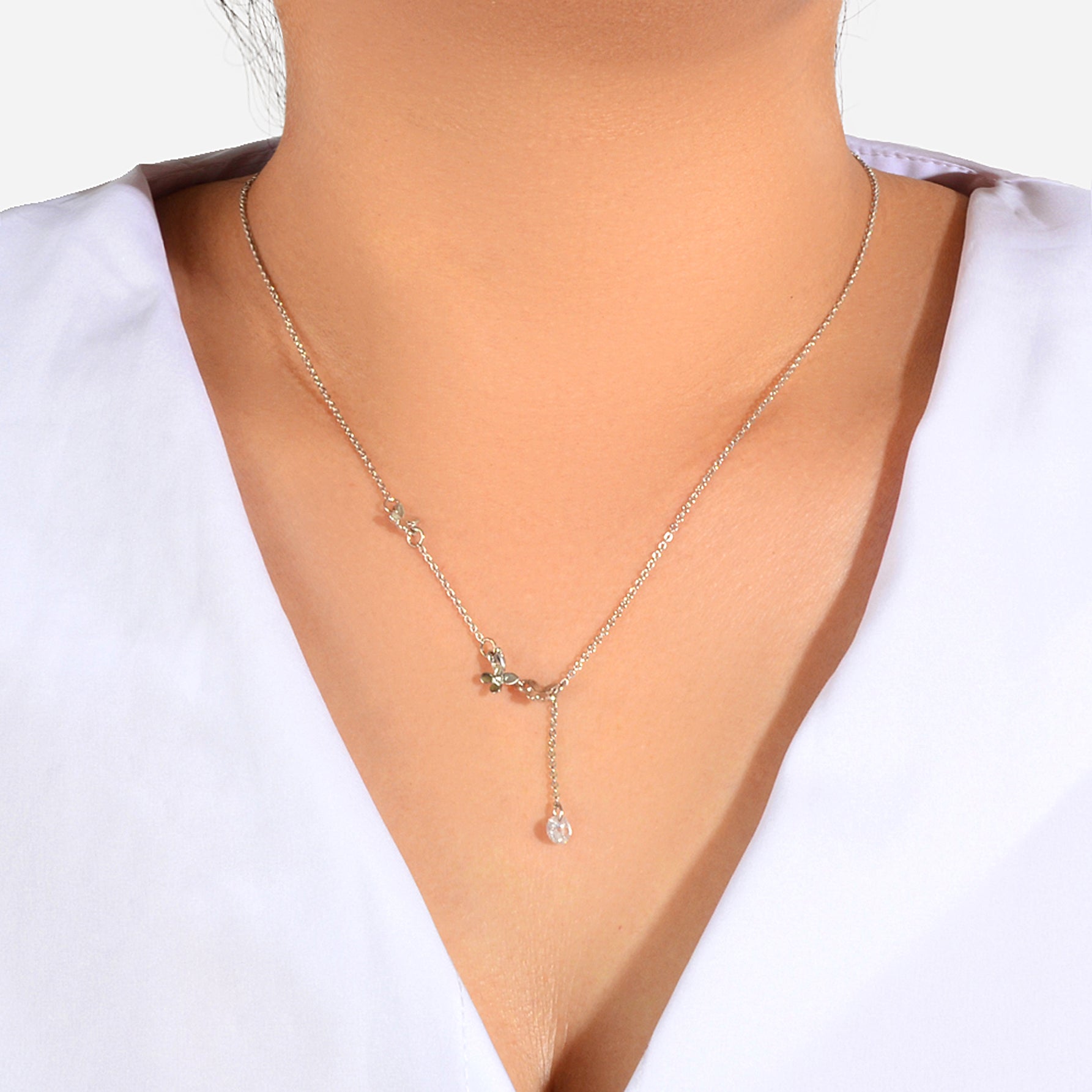 Charming Silver Chain Butterfly Rhinestone Charm Necklace Trendy Ladies Jewelry-0