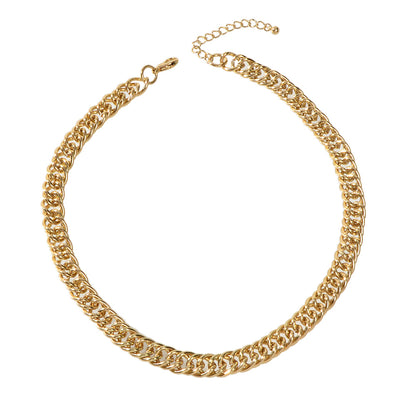 Minimalist Gold Chunky Solid Chain Statement Necklace Punk Halloween Jewellery-4