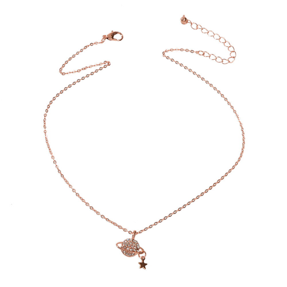 Rhinestone Star Planet Globe Pendant Necklace Women Teens Girl Jewellery Gift-4