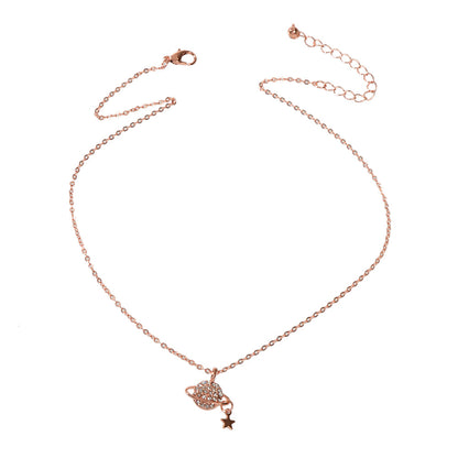 Rhinestone Star Planet Globe Pendant Necklace Women Teens Girl Jewellery Gift-4