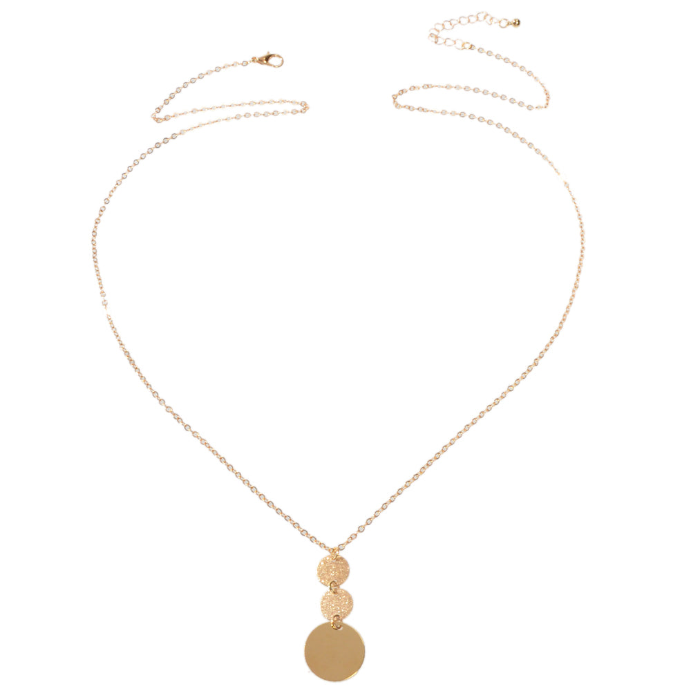 Unique Gold Chain Geometric Round Disc Minimalist Charm Necklace Trendy Jewelry