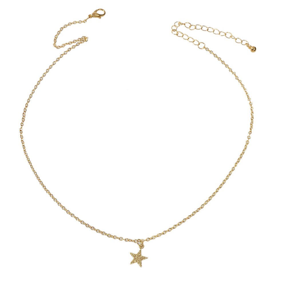 Female Jewellery Gold Chain Lightweight Star Pendant Minimalist Necklace Collar-4