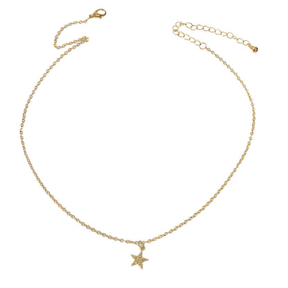 Female Jewellery Gold Chain Lightweight Star Pendant Minimalist Necklace Collar-4