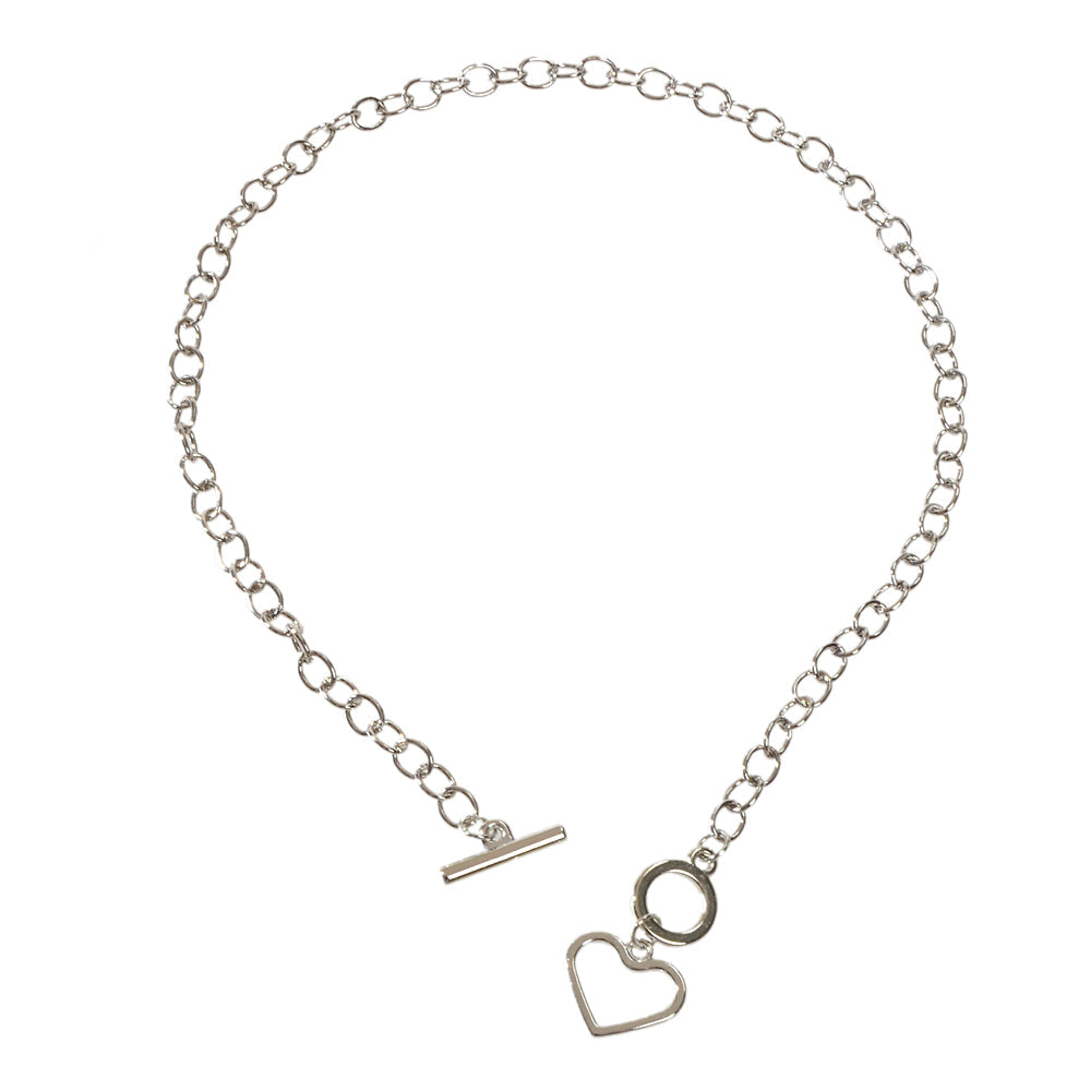 Minimalist Jewellery Silver Link Heart Pendant Necklace Women Punk Accessories-4