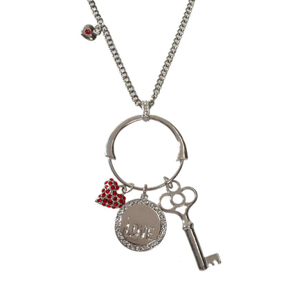 Gift Jewellery Women Girls Long Silver Chain Love Round Heart Key Charm Necklace-4