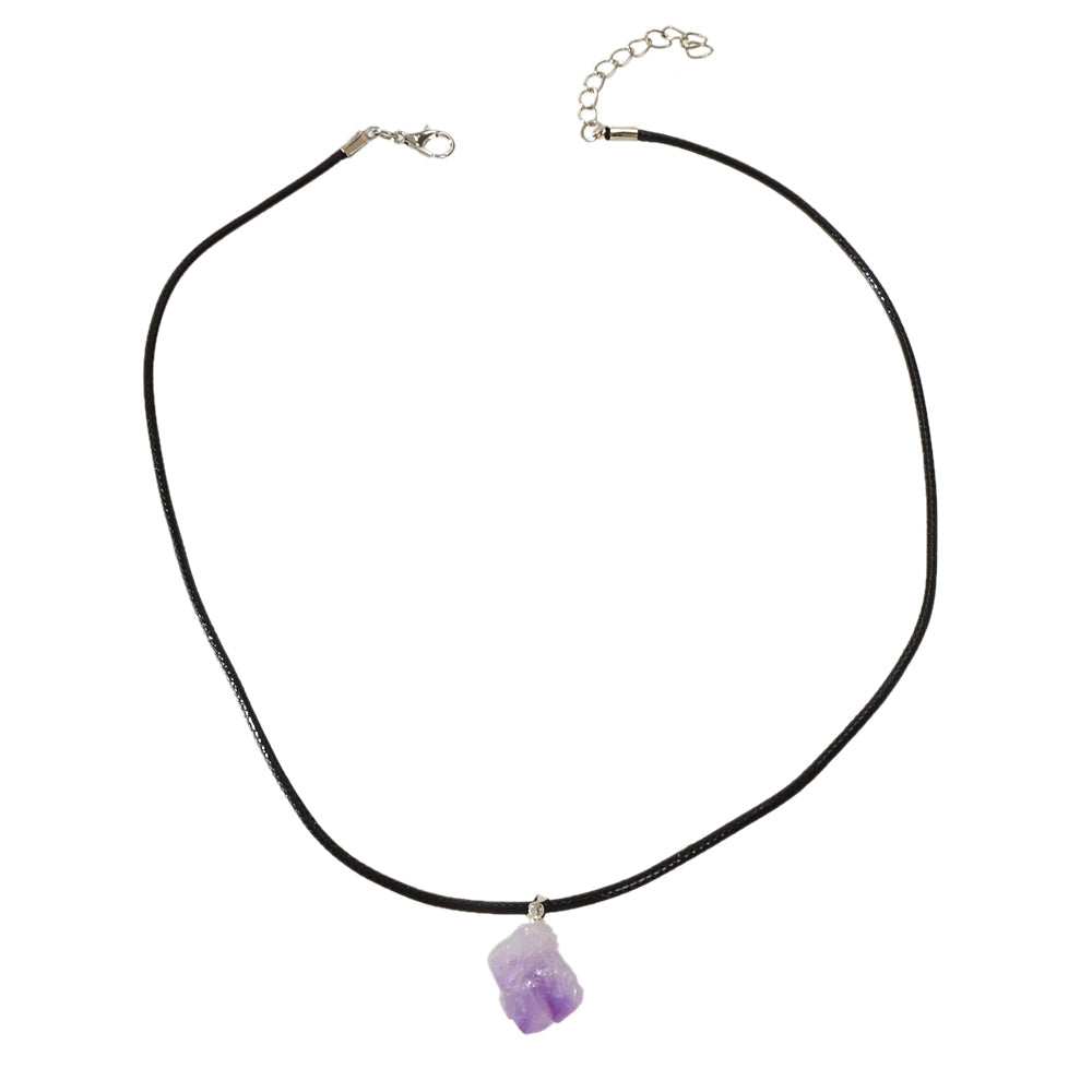 Purple Stone Jewellery 100% Natural Amethyst Quartz Crystal Charm Necklace Gift-4