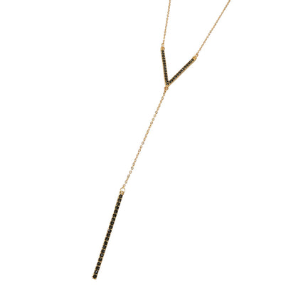 Rhinestone Long Y Chain Bar Pendant V Shape Necklace Drop Bar Fringe Jewellery-4