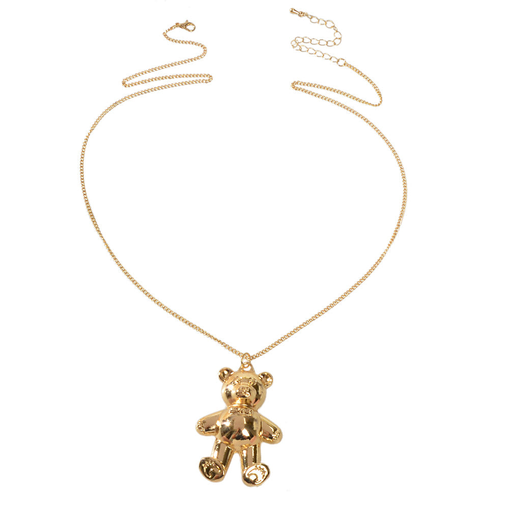 Fashion Jewelry Gold Silver Long Chain Lovely Bear Pendant Necklace Accessories-4