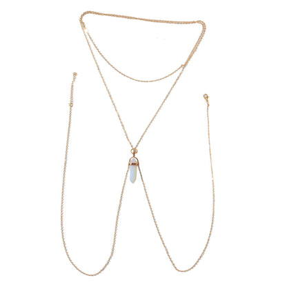 Bikini Beach Harness Beach Hexagonal Gemstone Waist Link Body Chain Belly Jewelry-4