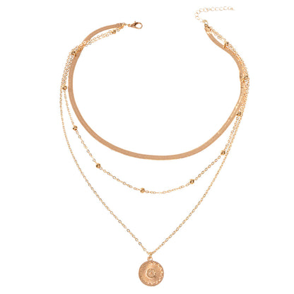 Boho Chic Jewelry Gold Silver Metal Multi-layer Chain Coin Disc Pendant Necklace-1