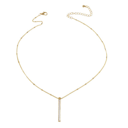 Fashion Jewellery Gold Chain White Enamel Bar Pendant Necklace Women Accessories-4