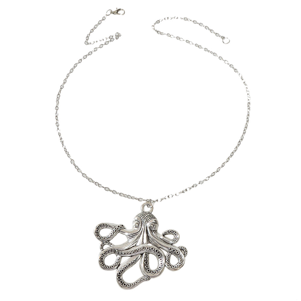 Statement Jewellery Silver Chain Octopus Charm Punk Necklace Collar Accessories-4