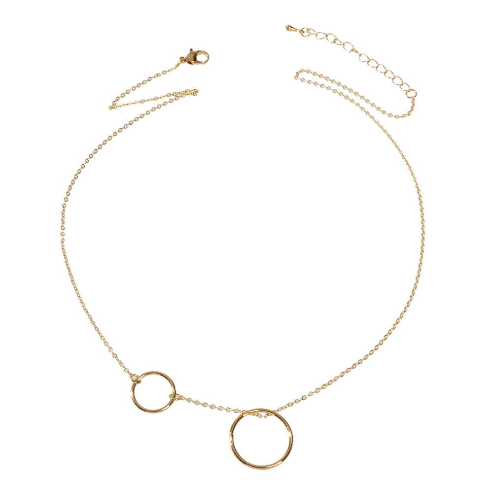 Minimalist Women Accessories Gold Silver Chain Circle Pendant Necklace for Party-4