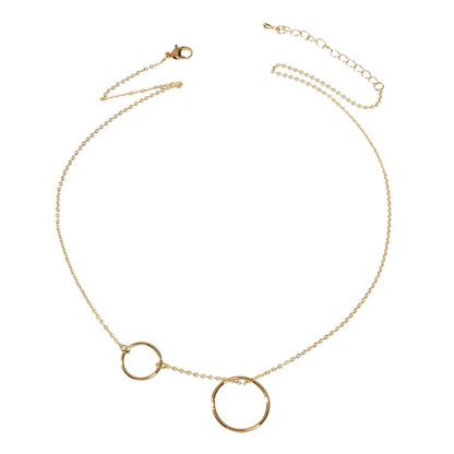 Minimalist Women Accessories Gold Silver Chain Circle Pendant Necklace for Party-4