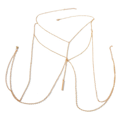 Sexy Gold Bikini Beach Body Chain Layered Chest Harness Belly Waist Jewellery-4