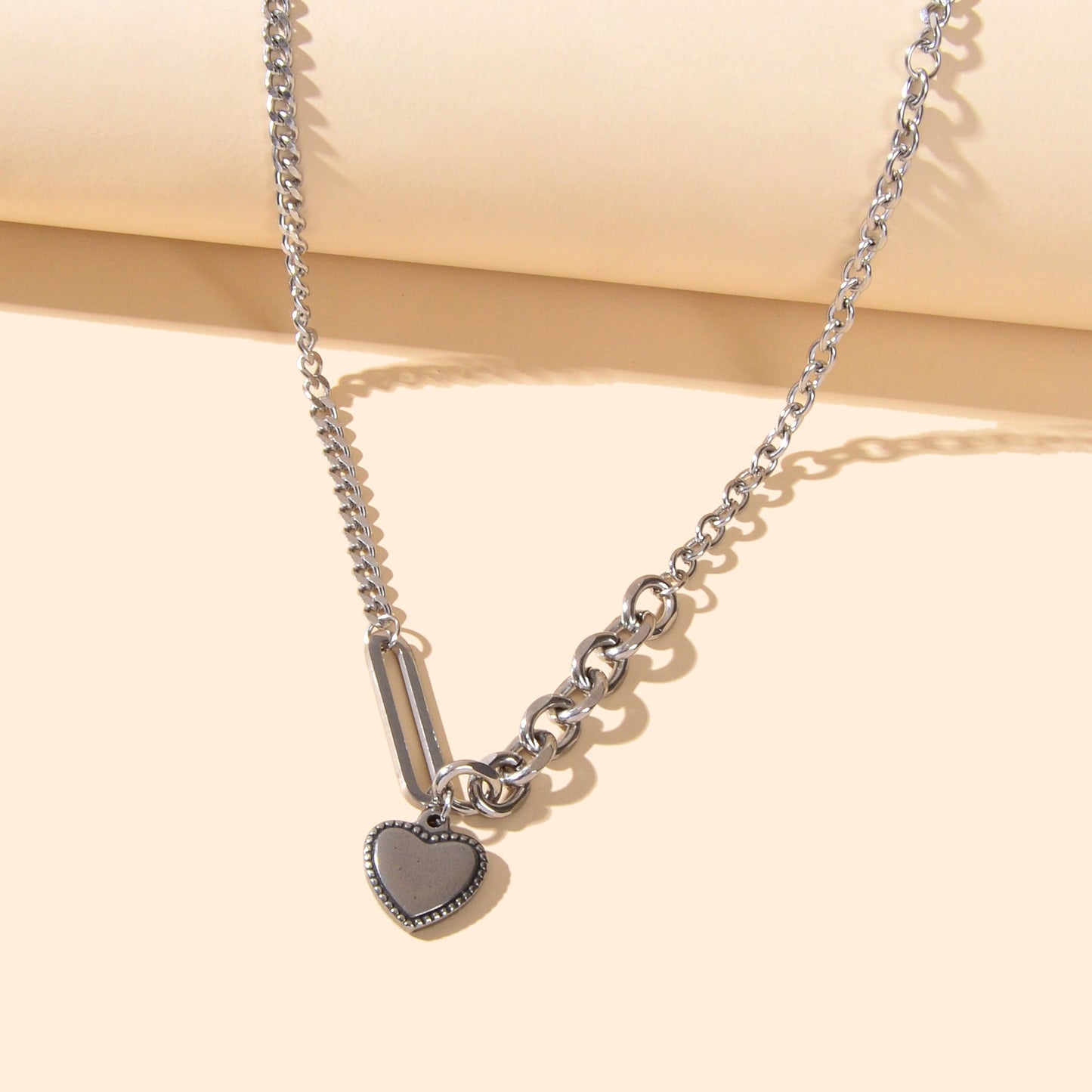 Fashion Party Decoration Multiple Silver Chain Love Heart Charm Trendy Necklace-1