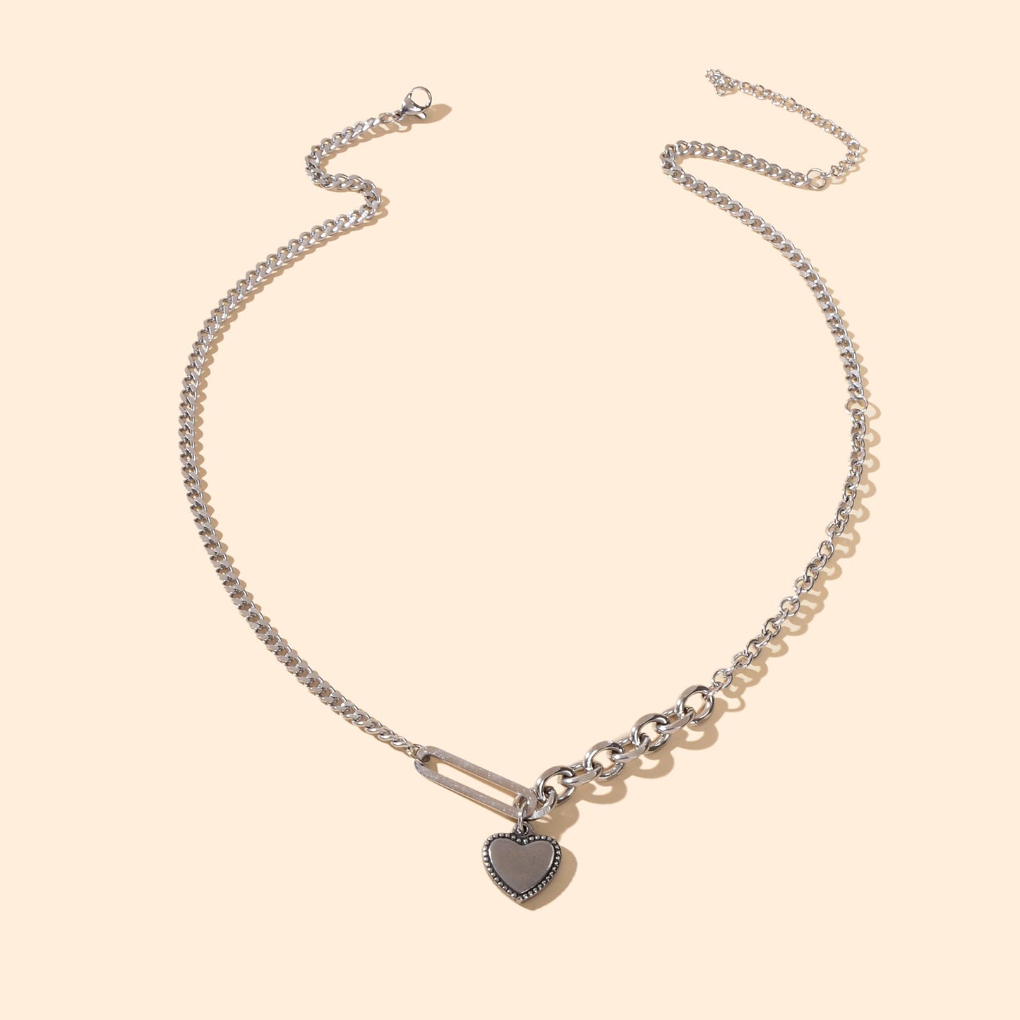 Fashion Party Decoration Multiple Silver Chain Love Heart Charm Trendy Necklace-2