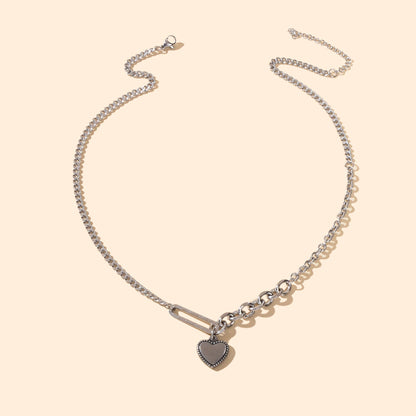 Fashion Party Decoration Multiple Silver Chain Love Heart Charm Trendy Necklace-2