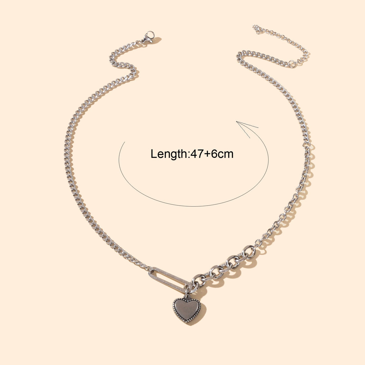 Fashion Party Decoration Multiple Silver Chain Love Heart Charm Trendy Necklace-3
