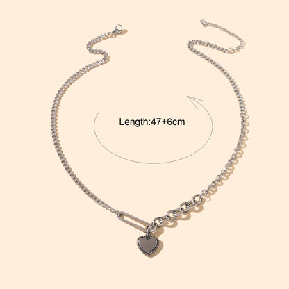 Fashion Party Decoration Multiple Silver Chain Love Heart Charm Trendy Necklace-3