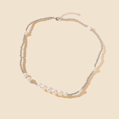 Trendy Jewellery Clavicle Silver Pearl Strand Seed Beads Collar Choker Necklace-2