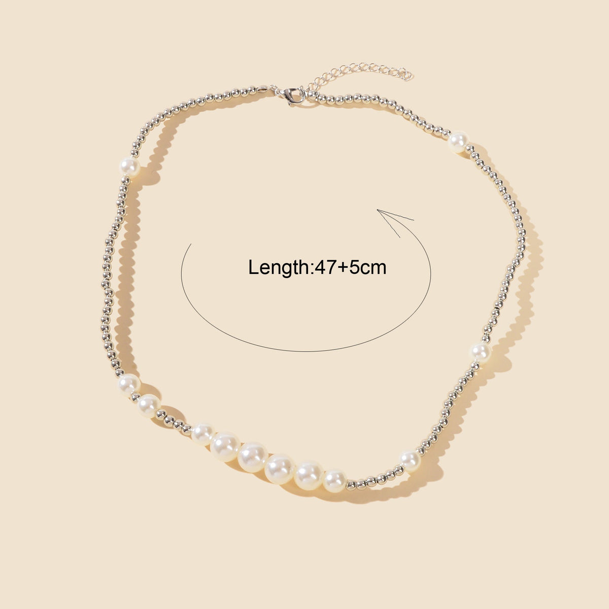 Trendy Jewellery Clavicle Silver Pearl Strand Seed Beads Collar Choker Necklace-3