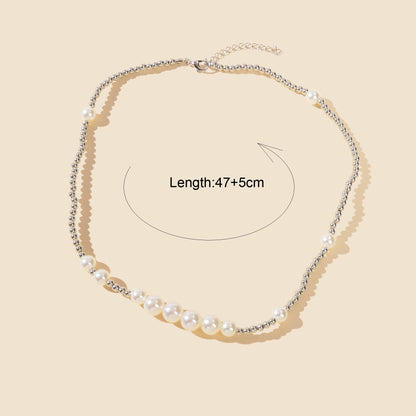 Trendy Jewellery Clavicle Silver Pearl Strand Seed Beads Collar Choker Necklace-3