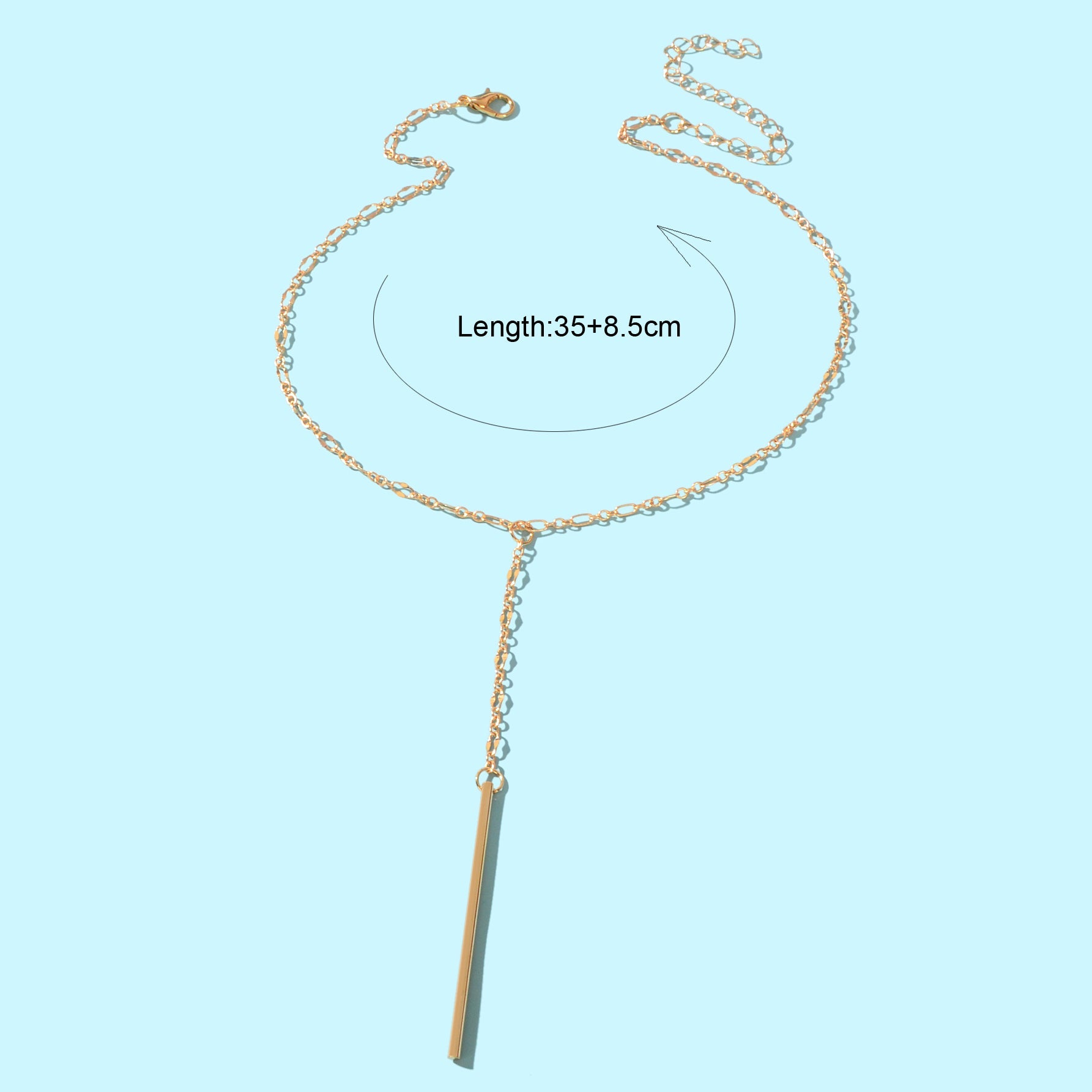 Y style Golden Chain Long Pendant Necklace for Women Party Daily Jewelry-2