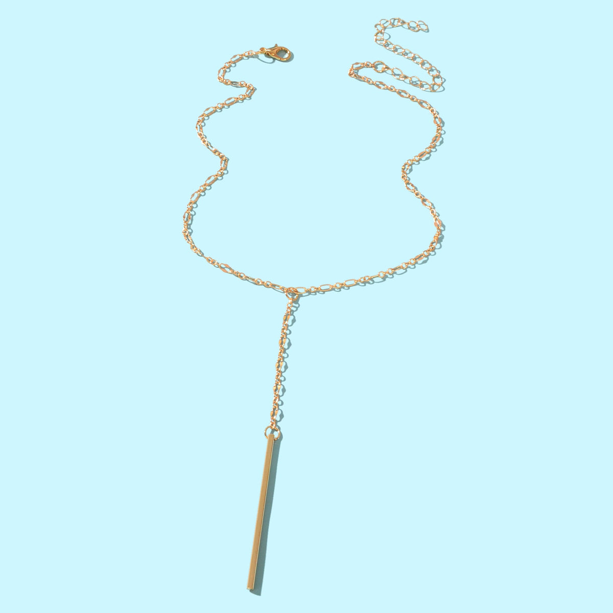 Y style Golden Chain Long Pendant Necklace for Women Party Daily Jewelry-3