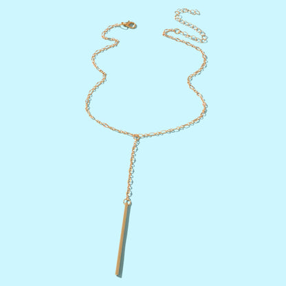 Y style Golden Chain Long Pendant Necklace for Women Party Daily Jewelry-3