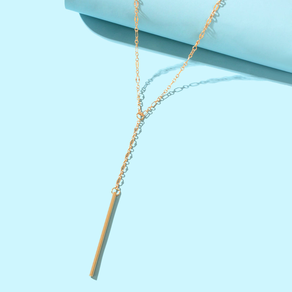 Y style Golden Chain Long Pendant Necklace for Women Party Daily Jewelry-4