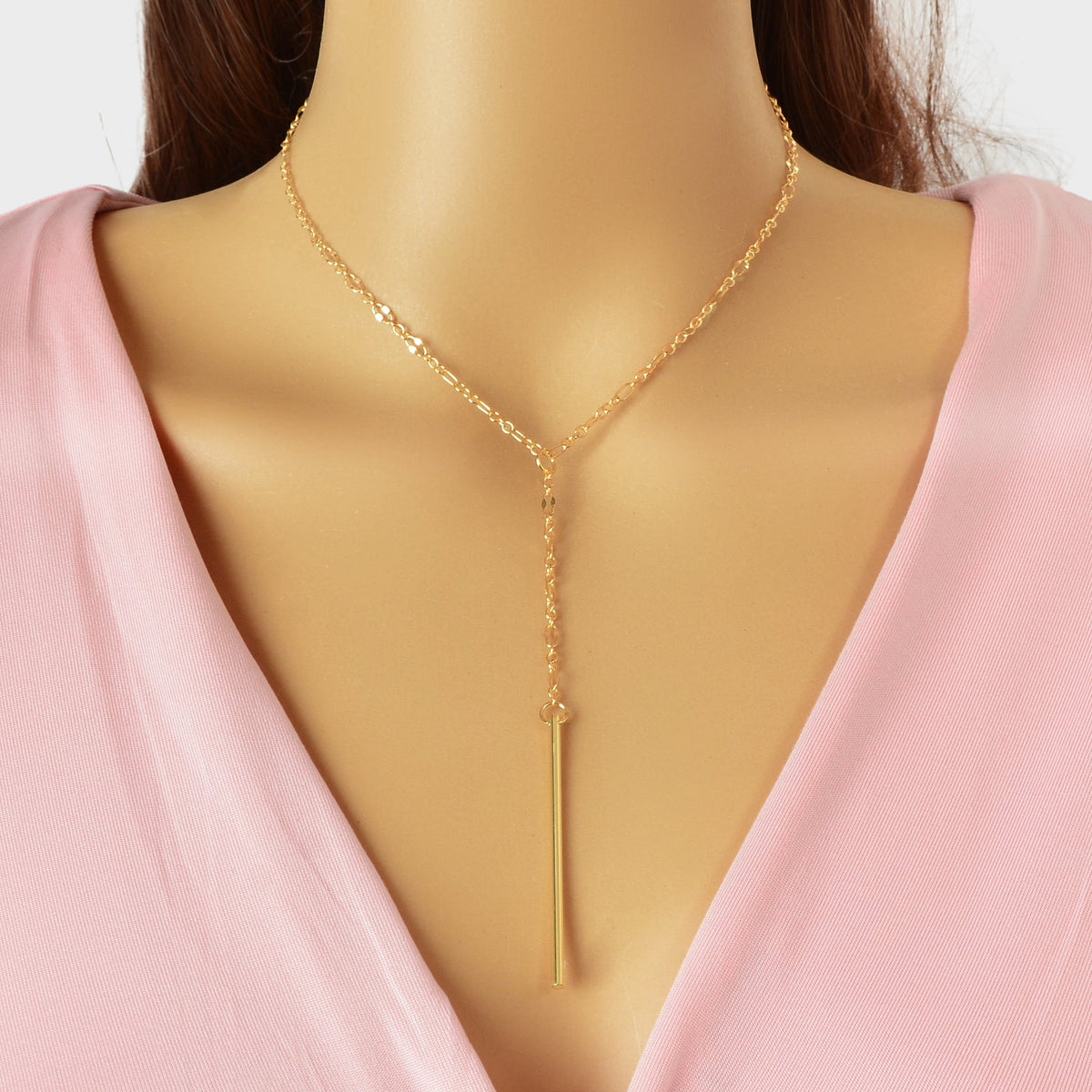 Y style Golden Chain Long Pendant Necklace for Women Party Daily Jewelry-0