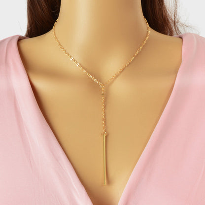 Y style Golden Chain Long Pendant Necklace for Women Party Daily Jewelry-0