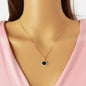 Golden Chain Rhinestone Decor Black Round Pendant Necklace Anniversary Jewelry-0