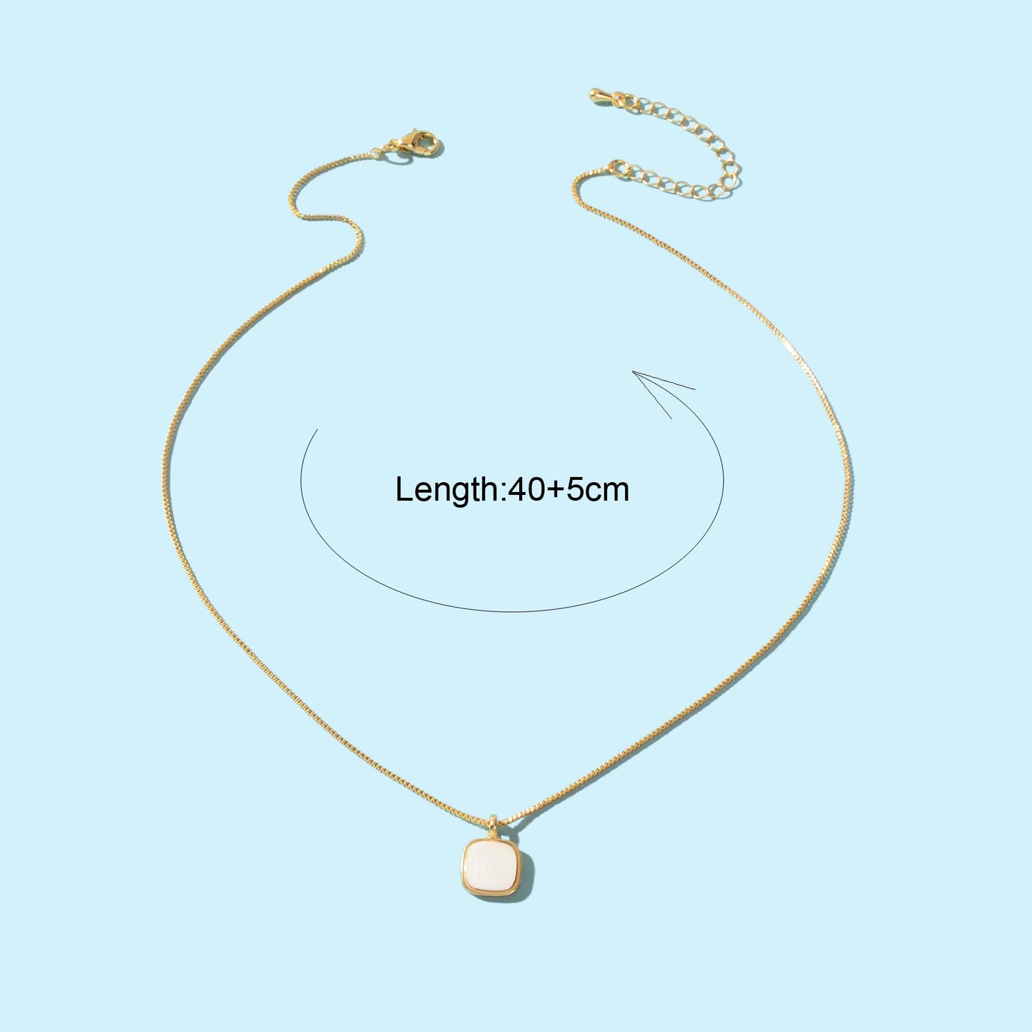 Stylish Jewelry Golden Chain White Square Pendant Necklace for Women Fashion Accessories-2