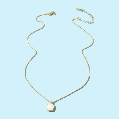 Stylish Jewelry Golden Chain White Square Pendant Necklace for Women Fashion Accessories-3