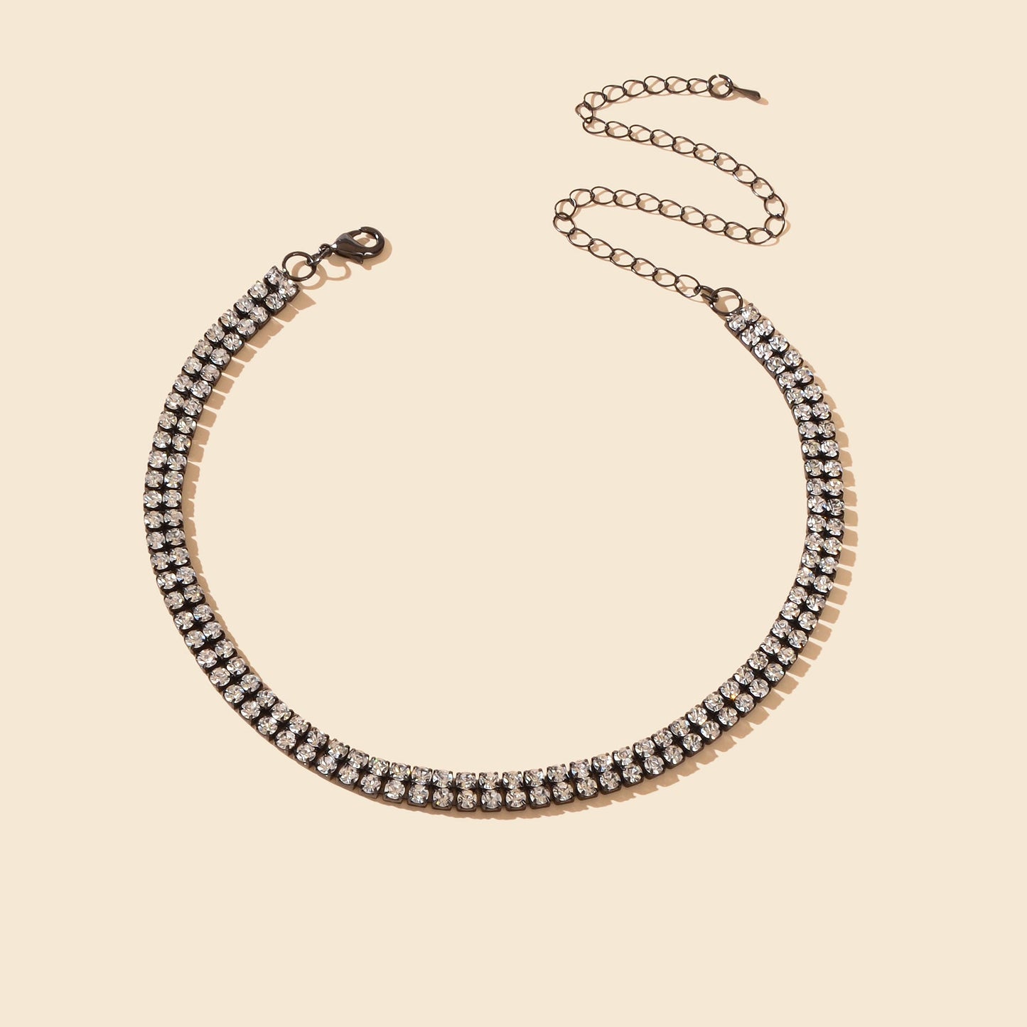 Luxurious Black Rhinestone Collar Choker Necklace Minimalist Style Jewelry-1