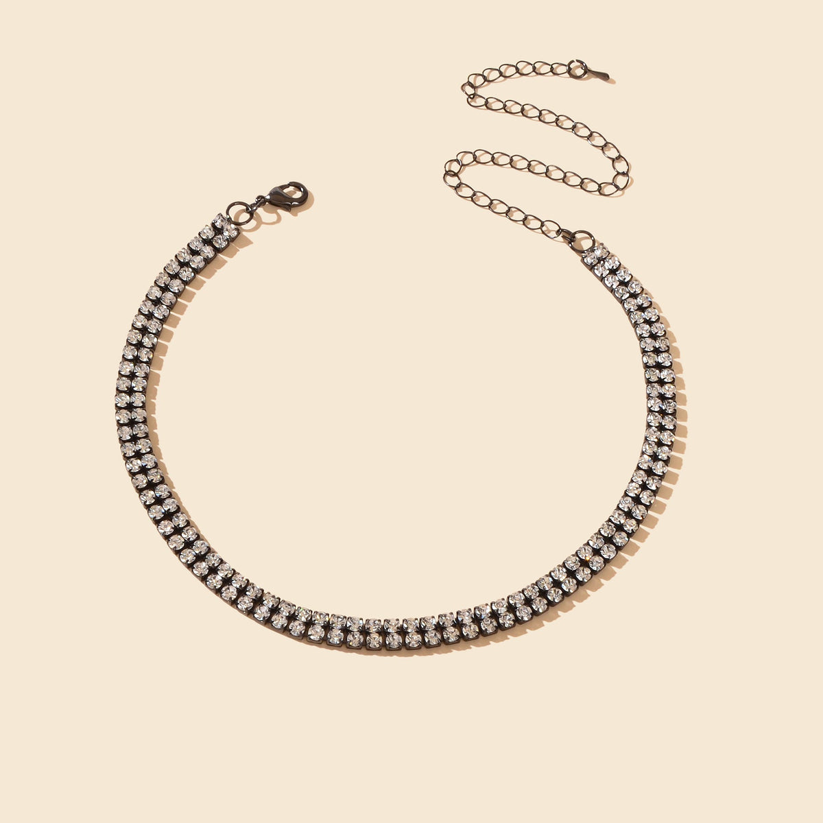 Luxurious Black Rhinestone Collar Choker Necklace Minimalist Style Jewelry-1