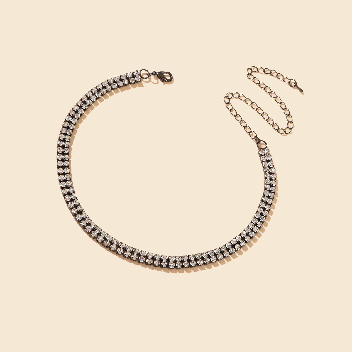 Luxurious Black Rhinestone Collar Choker Necklace Minimalist Style Jewelry-2