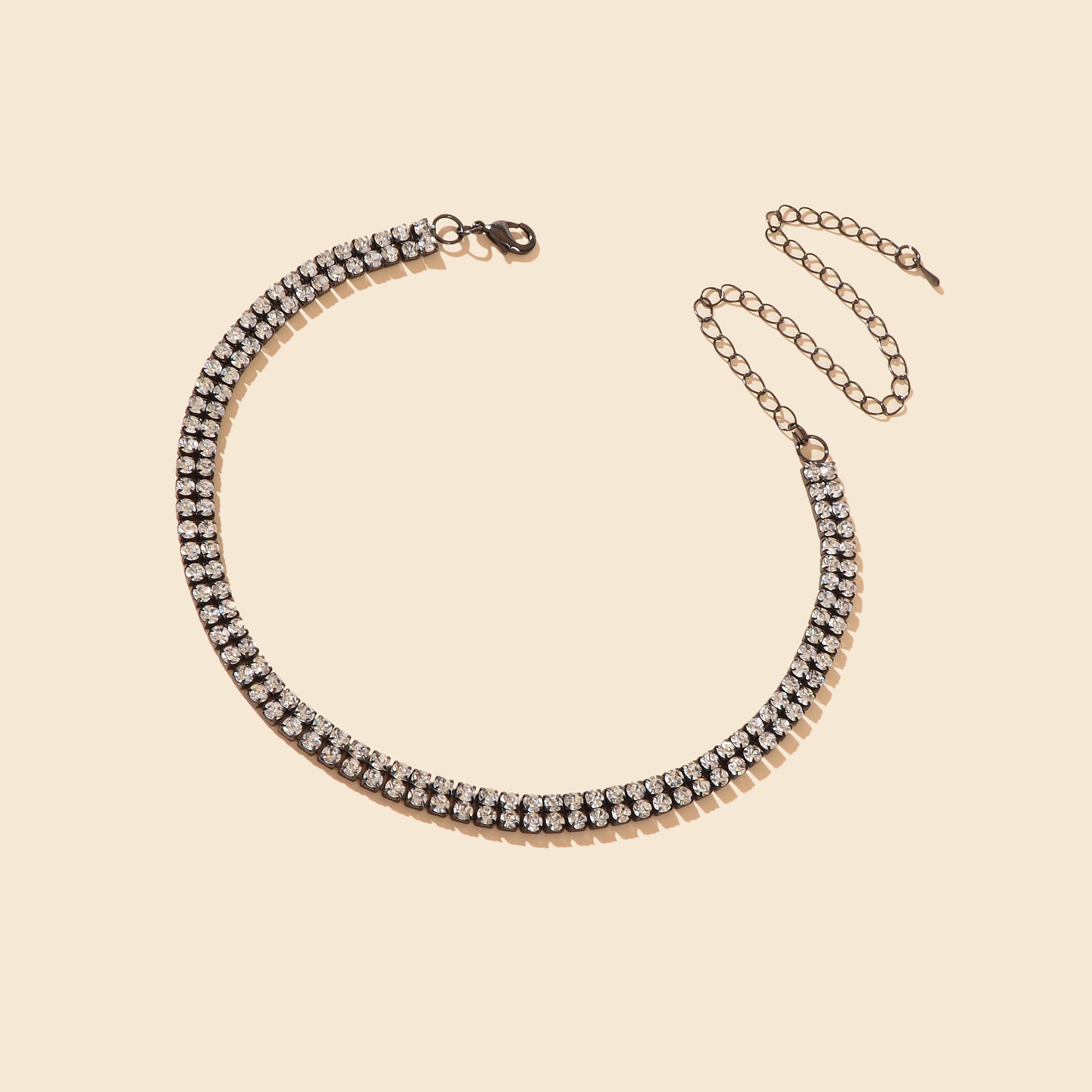 Luxurious Black Rhinestone Collar Choker Necklace Minimalist Style Jewelry-2