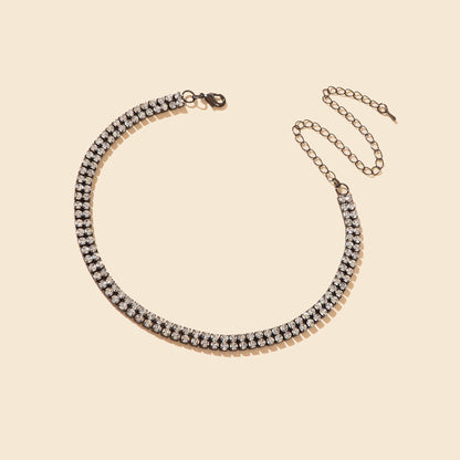 Luxurious Black Rhinestone Collar Choker Necklace Minimalist Style Jewelry-2