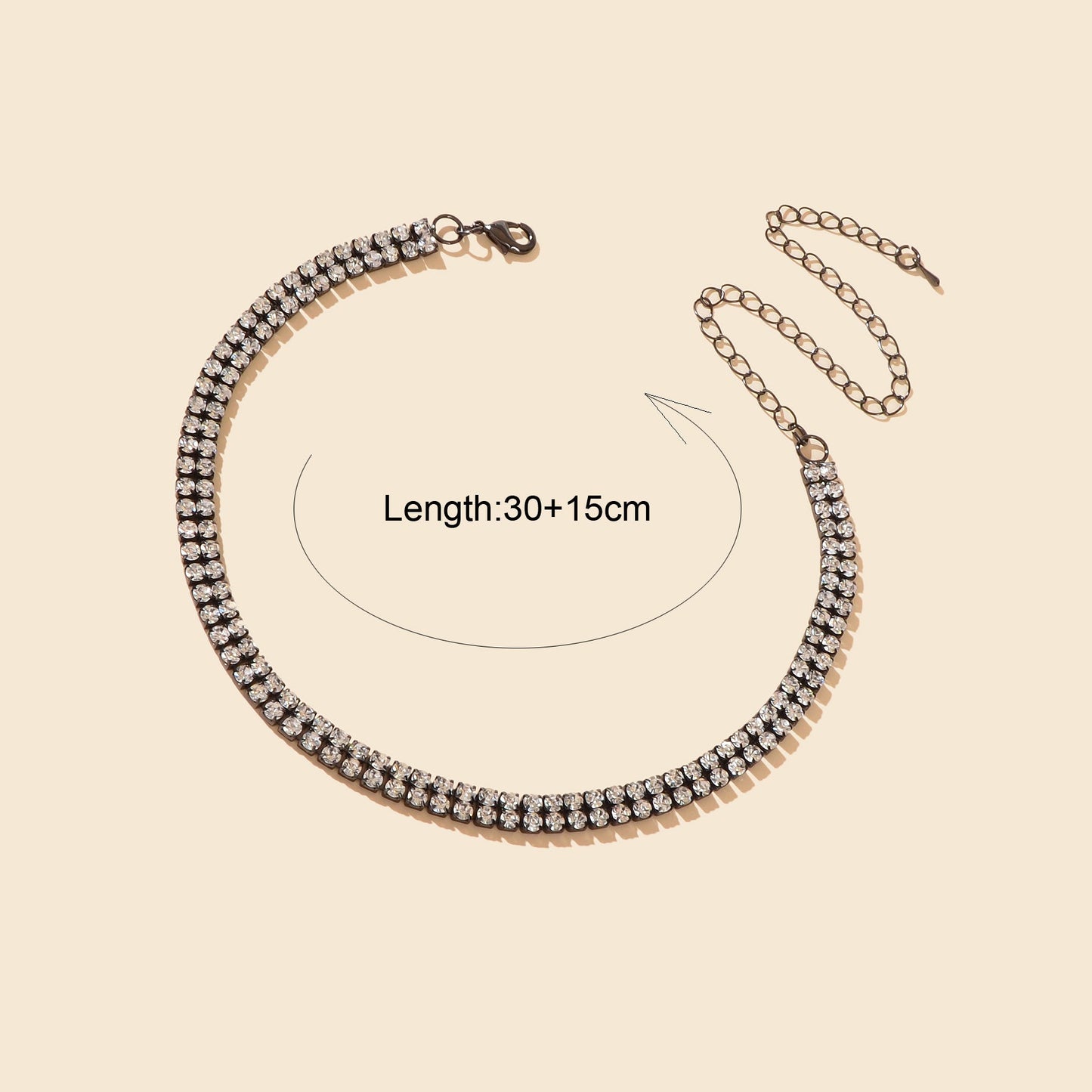 Luxurious Black Rhinestone Collar Choker Necklace Minimalist Style Jewelry-3