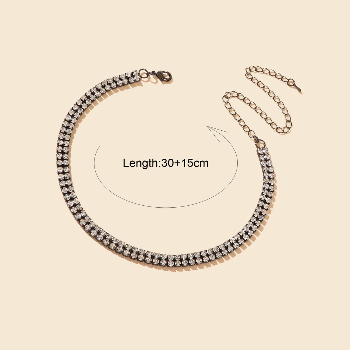Luxurious Black Rhinestone Collar Choker Necklace Minimalist Style Jewelry-3