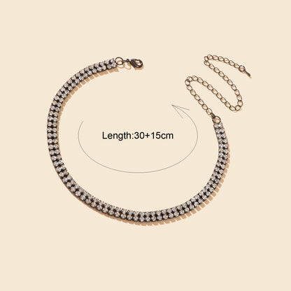 Luxurious Black Rhinestone Collar Choker Necklace Minimalist Style Jewelry-3