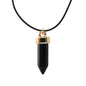 Boho Jewelry Black Leather Rope Colorful Bullet Shape Textured Pendant Necklace-6
