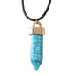 Boho Jewelry Black Leather Rope Colorful Bullet Shape Textured Pendant Necklace-8