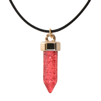 Boho Jewelry Black Leather Rope Colorful Bullet Shape Textured Pendant Necklace-5