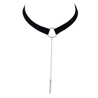 Gothic Punk 90s Black Leather Choker Bar Tattoo Choker Necklace Grunge Collar-4